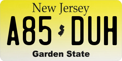 NJ license plate A85DUH