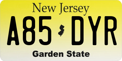 NJ license plate A85DYR
