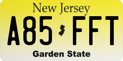 NJ license plate A85FFT