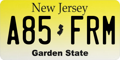 NJ license plate A85FRM