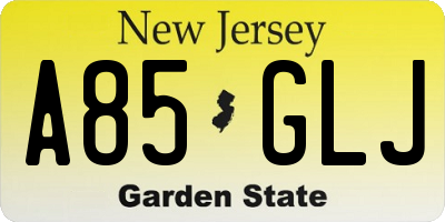 NJ license plate A85GLJ