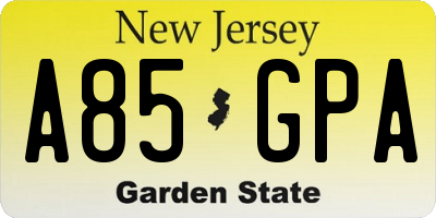 NJ license plate A85GPA