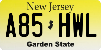 NJ license plate A85HWL