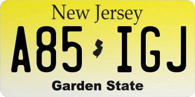 NJ license plate A85IGJ