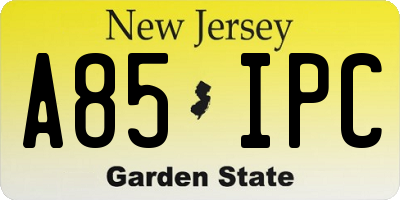 NJ license plate A85IPC