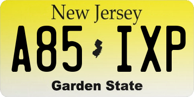 NJ license plate A85IXP