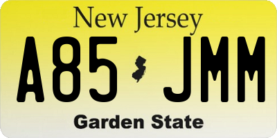 NJ license plate A85JMM