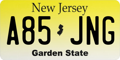 NJ license plate A85JNG
