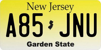 NJ license plate A85JNU