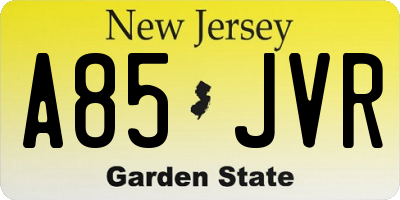 NJ license plate A85JVR