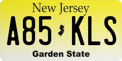 NJ license plate A85KLS