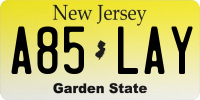 NJ license plate A85LAY