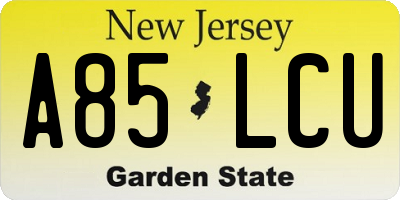 NJ license plate A85LCU