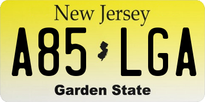 NJ license plate A85LGA