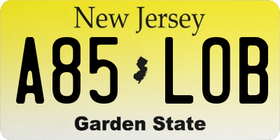 NJ license plate A85LOB