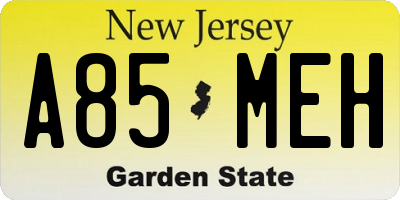 NJ license plate A85MEH