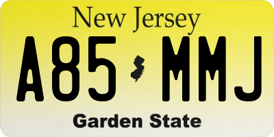 NJ license plate A85MMJ