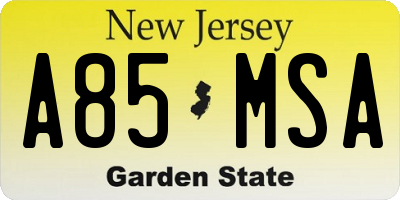 NJ license plate A85MSA