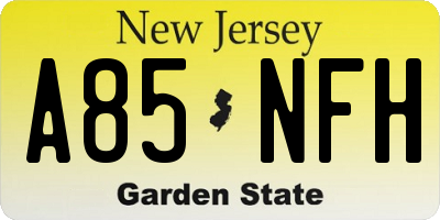 NJ license plate A85NFH