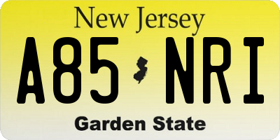 NJ license plate A85NRI