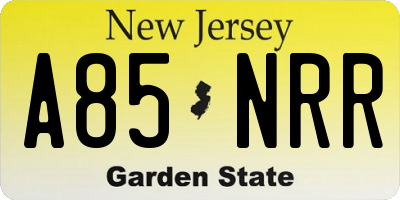 NJ license plate A85NRR