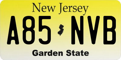 NJ license plate A85NVB