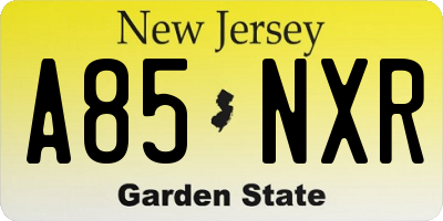 NJ license plate A85NXR