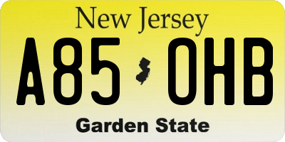 NJ license plate A85OHB