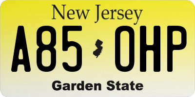 NJ license plate A85OHP