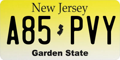 NJ license plate A85PVY