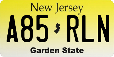 NJ license plate A85RLN