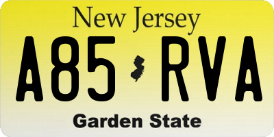 NJ license plate A85RVA