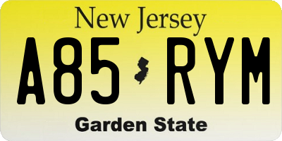 NJ license plate A85RYM