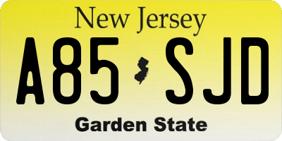 NJ license plate A85SJD