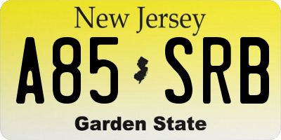 NJ license plate A85SRB