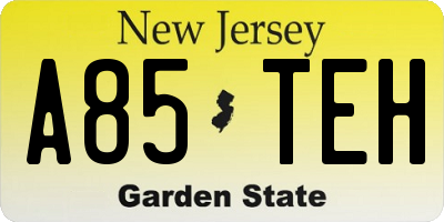 NJ license plate A85TEH