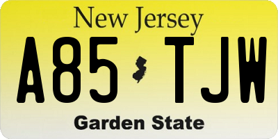 NJ license plate A85TJW