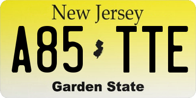 NJ license plate A85TTE