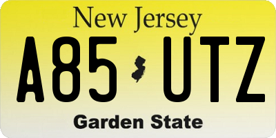 NJ license plate A85UTZ