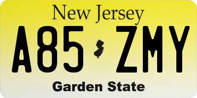 NJ license plate A85ZMY