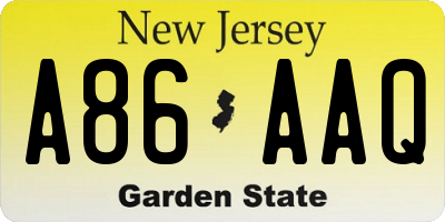NJ license plate A86AAQ