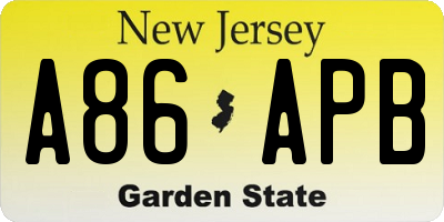NJ license plate A86APB