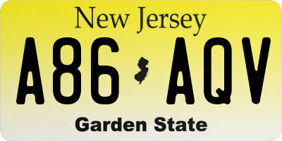 NJ license plate A86AQV