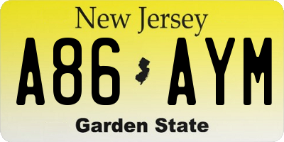 NJ license plate A86AYM