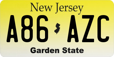 NJ license plate A86AZC