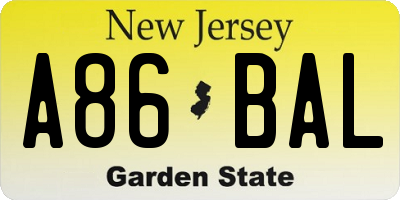 NJ license plate A86BAL
