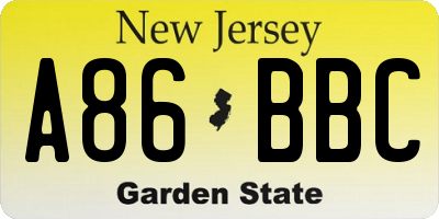 NJ license plate A86BBC
