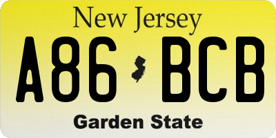 NJ license plate A86BCB