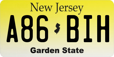 NJ license plate A86BIH