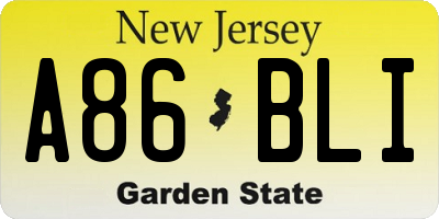 NJ license plate A86BLI